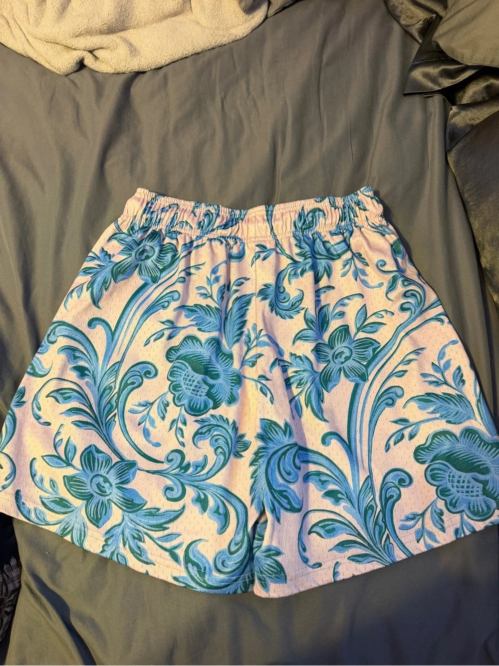 The Edition Floral Blue Print Mens Drawstring Shorts